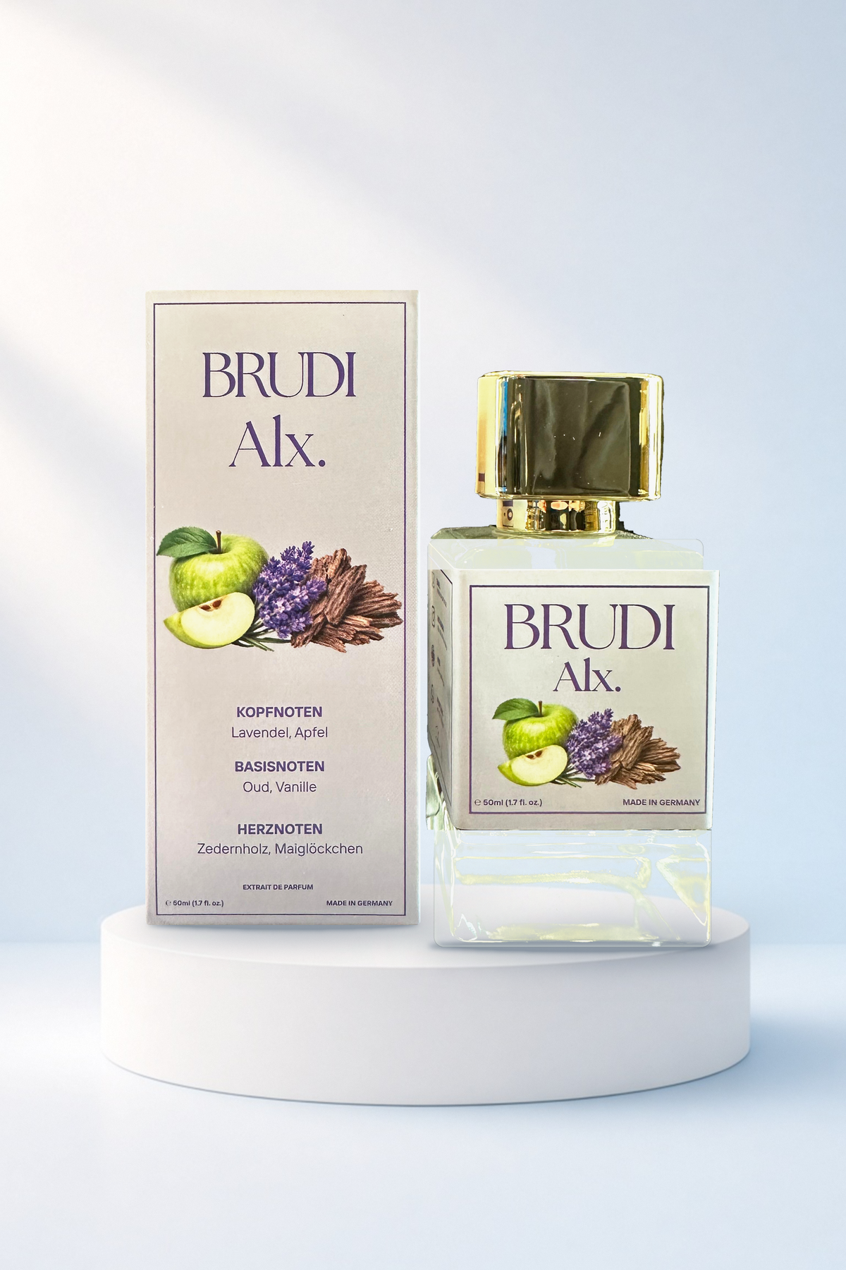 Alx Extrait de Parfum 50 ml von Brudi Duftmanufaktur – Flakon mit Verpackungsbox