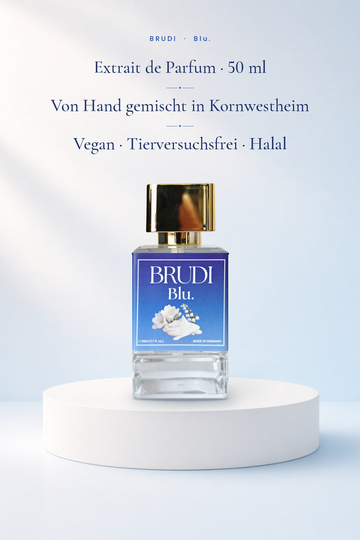 Blu. Extrait de Parfum 50 ml, von Hand gemischt in Kornwestheim, vegan, tierversuchsfrei, halal