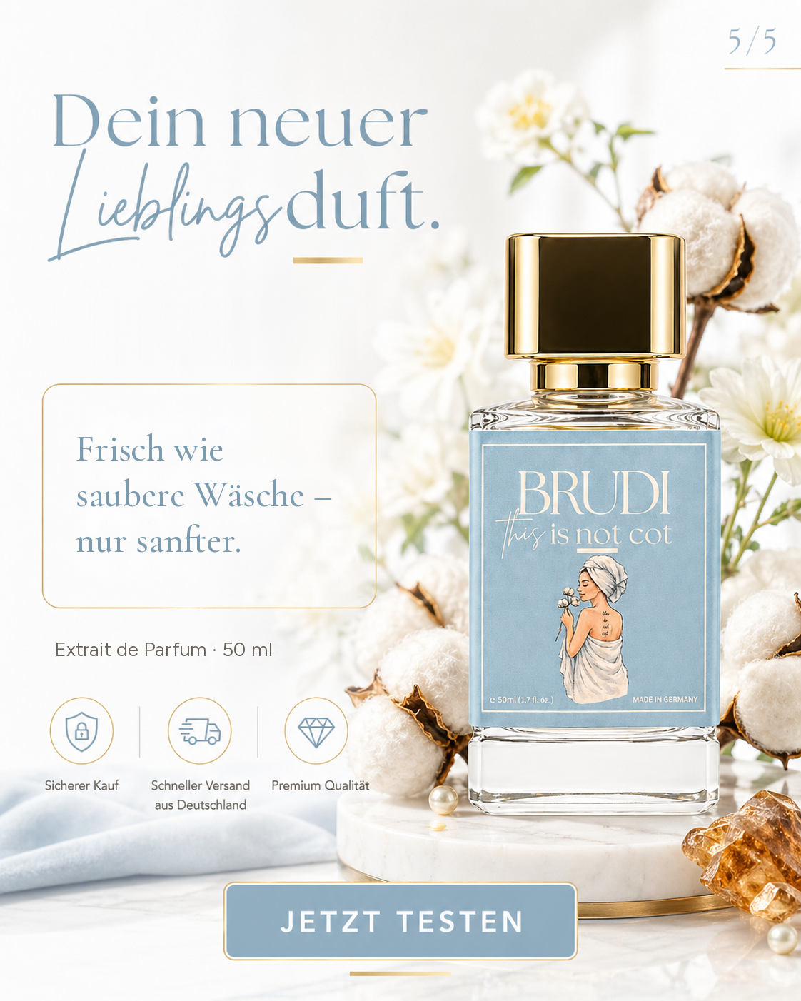 This is NOT cot – Parfum von brudi Duftmanufaktur, frisch wie saubere Wäsche, Extrait de Parfum 50 ml