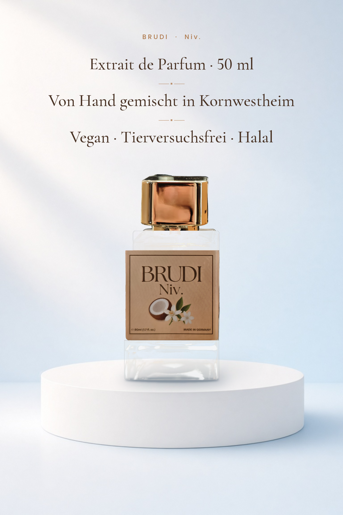 Niv. Extrait de Parfum 50 ml von Brudi Duftmanufaktur – von Hand gemischt in Kornwestheim, vegan, tierversuchsfrei, halal