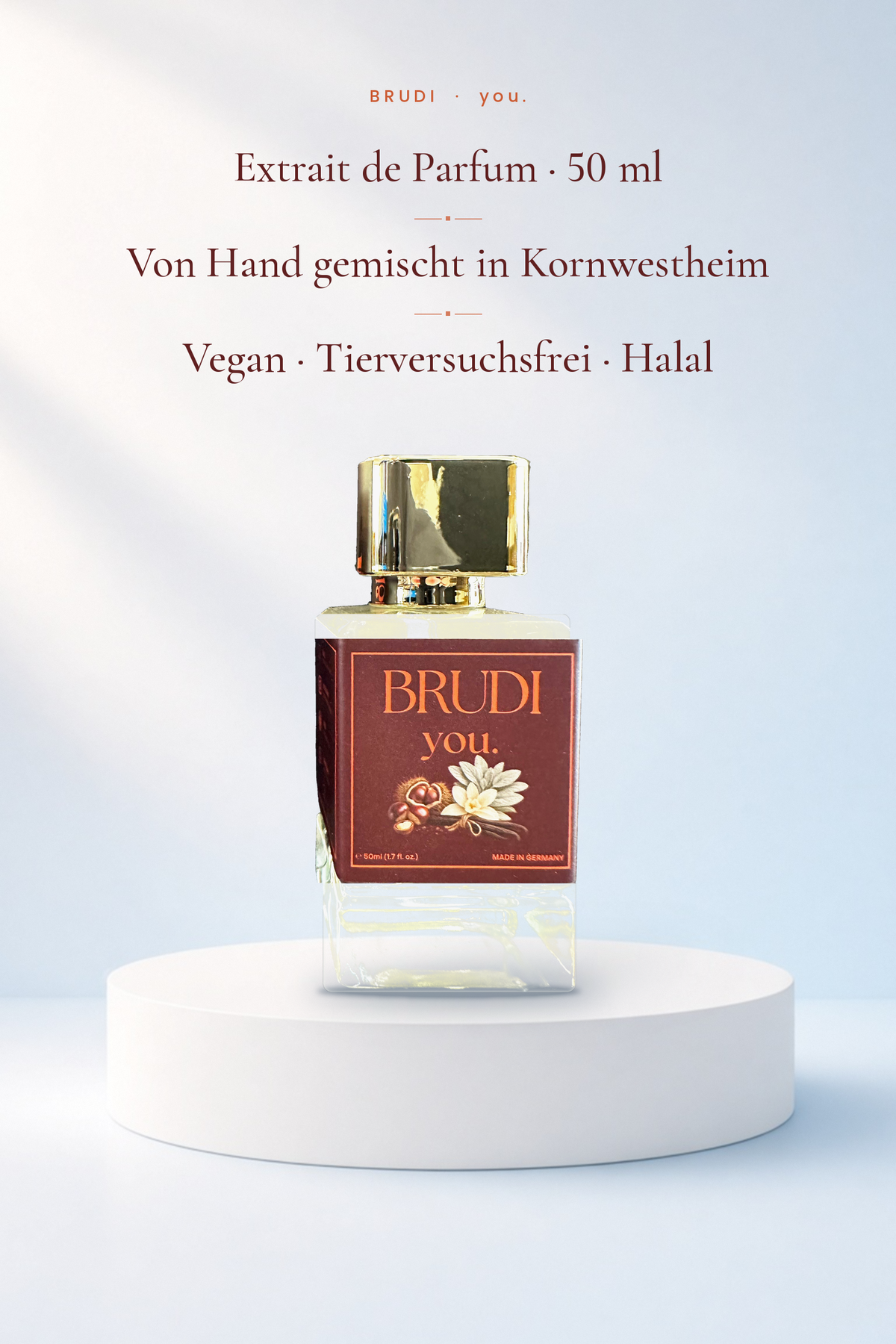 You Extrait de Parfum 50 ml von Brudi Duftmanufaktur – von Hand gemischt in Kornwestheim, vegan, tierversuchsfrei, halal
