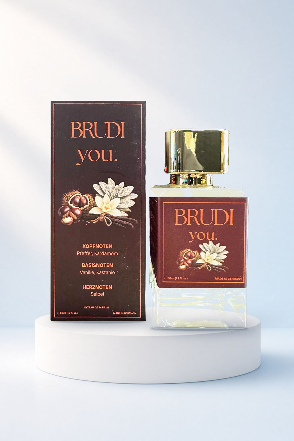 You Extrait de Parfum 50 ml von Brudi Duftmanufaktur – Flakon mit Verpackungsbox